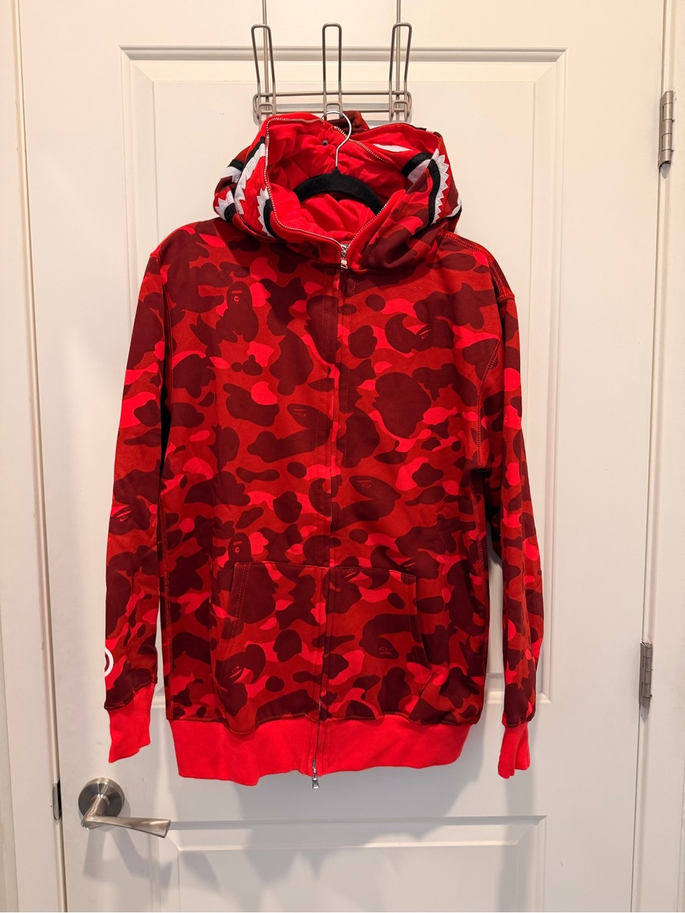 A Bathing Ape Red Color
Camo Shark Full Zip Hoodie
Size XL